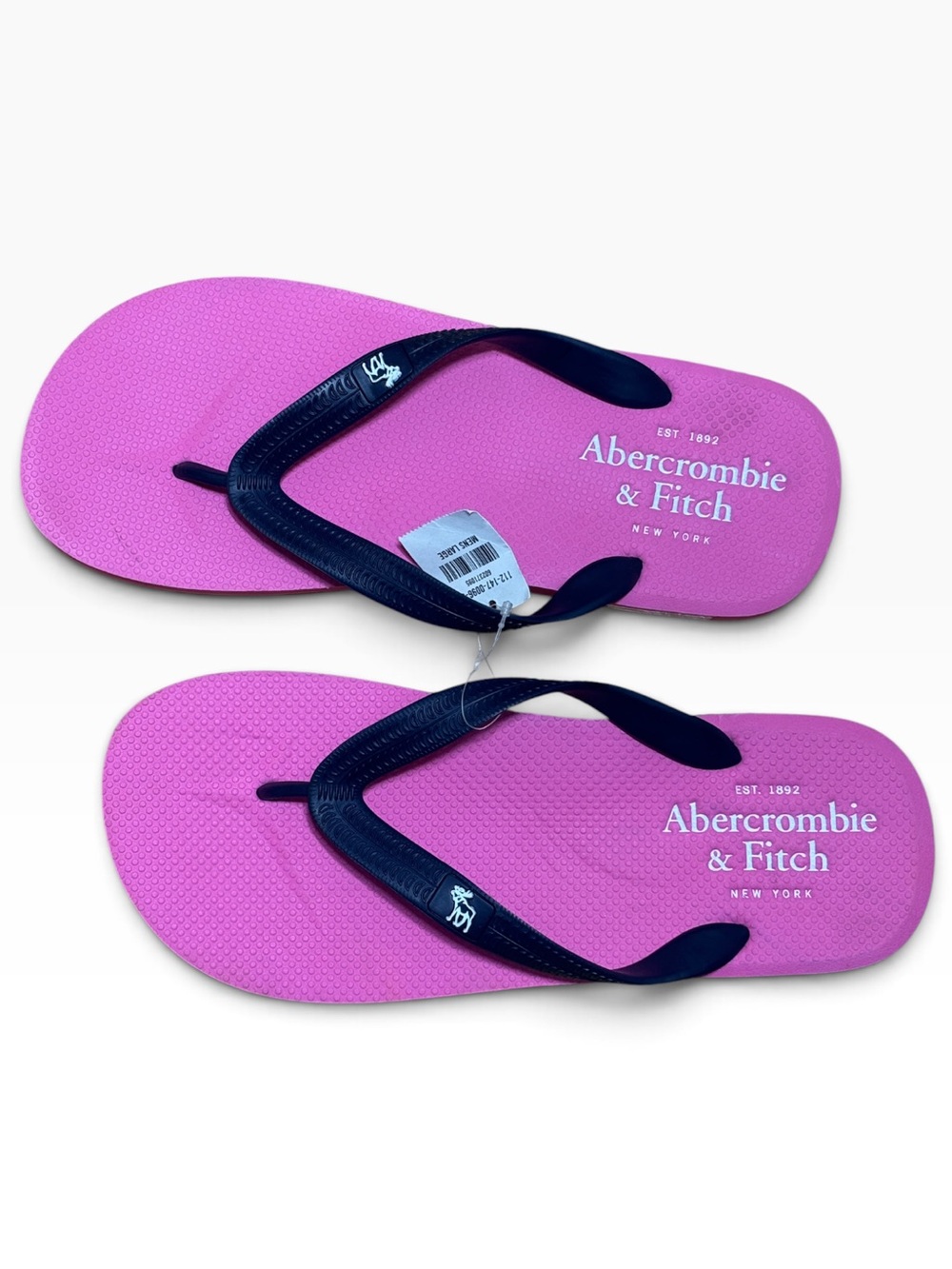 Abercrombie Fitch A&F Moose Mens Pink Navy Flip Flops Size 11 12 Vintage 00s Y2K